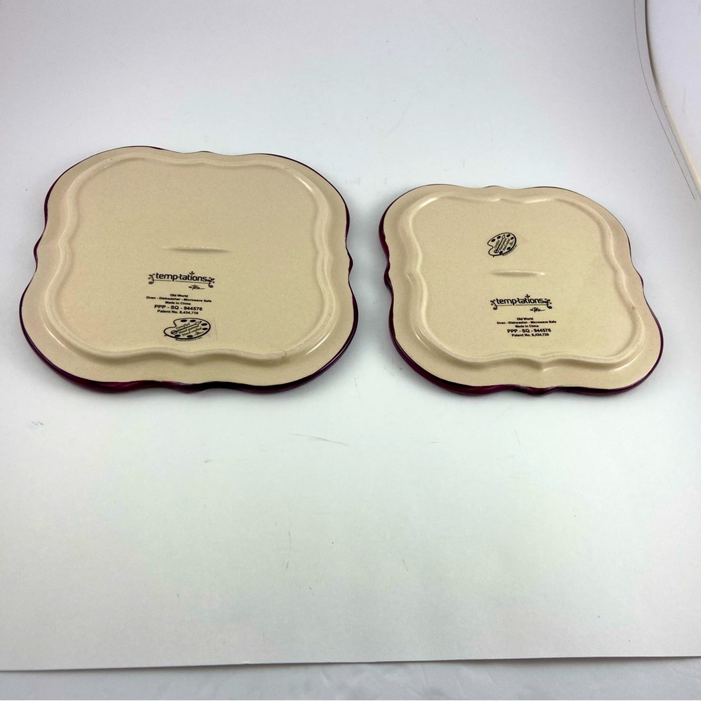Temptations by Tara Old World Purple Square Plates PPP SQ 944576 6 in and 7 in - Picture 2 of 6